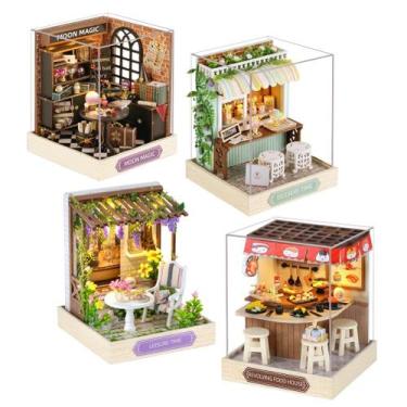 Imagem de Kit de casa de bonecas em miniatura DIY Casa de bonecas de madeira com