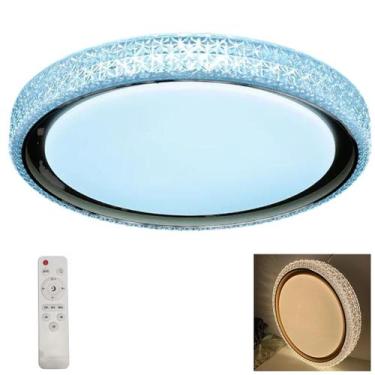 Imagem de Luminaria Plafon 3 Tons LED Luxo Cristal Controle Remoto Comercial Res