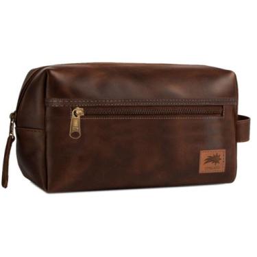 Imagem de Necessaire de Couro Legítimo Masculina e Feminina  Marrom Preta  Viage