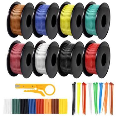 Imagem de Bobina de arame DEKIEVALE 18 AWG trançada de 5 m cada 8 cores de silic