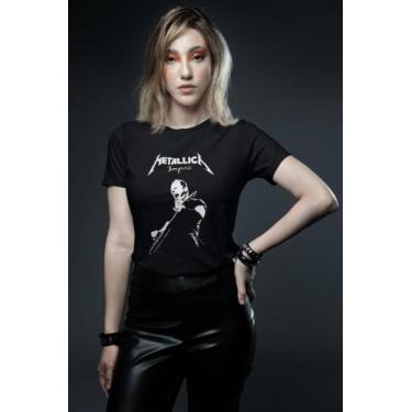 Imagem de Camiseta Metallica Rock Feminina Blusinha Baby Look - Blackchic, M