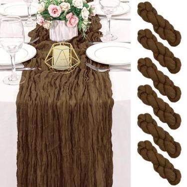 Imagem de Corredor de mesa Cheesecloth HAISIWLKJ, pacote com 6, 3 m, marrom, boh
