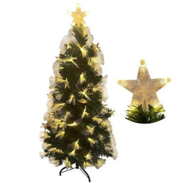 Imagem de Arvore Natal Fibra Otica Completa Natalina Estrela Led Enfeite Decoraç