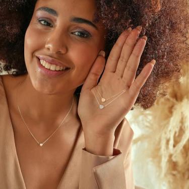 Imagem de Colar feminino com inicial de coração de ouro, banhado a ouro real 18K, inicial A-Z delicada, joias delicadas, presentes de aniversário, Medium, Latão, Sem Pedra Preciosa