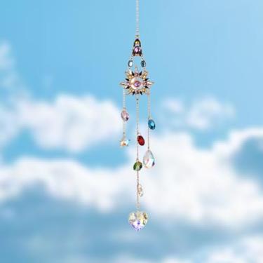 Imagem de Enfeite de pendurar com pingente de cristal para decoração de casa, janela ou parede, contas de cristal e acabamento dourado (dia dourado)