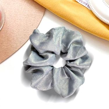 Imagem de Grandes laços de cabelo decorativos, elásticos de cetim para mulheres, macios que seda para cabelos, gravatas e faixas modernas com glitter para penteados grossos (azul)