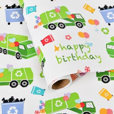 Imagem de Titiweet Papel de embrulho – 43 cm x 5 m (caminhão de lixo)