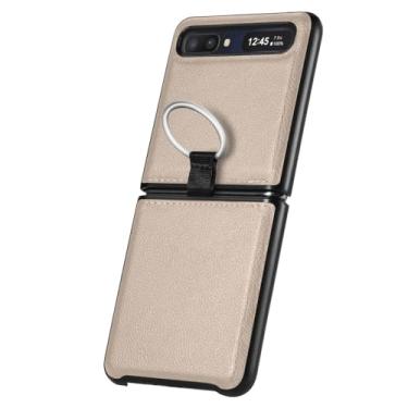 Imagem de Capa de couro confortável para Samsung Galaxy Z Flip 5 3 5G Flip4 flip5 flip2 Flip 4 2 Flip3 Capa protetora contra quedas, cáqui, para Samsung Z Flip 1