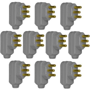 Imagem de Kit com 10 Plugues Macho 3 pinos 2P T Legrand 10A 250V Cinza Ref. 6159
