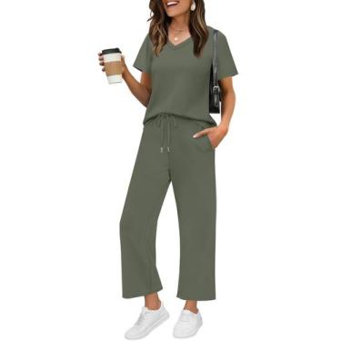 Imagem de Conjunto de roupas esportivas WIHOLL de 2 peças em verde oliva XL
