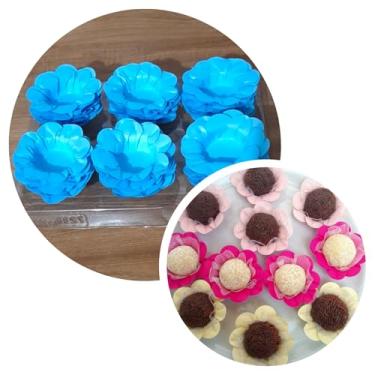 Imagem de Forminhas para doces finos Forminhas Flor para festas casamento aniversário (Azul claro)