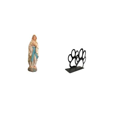 Imagem de Fenteer Escultura Decorativa de Mesa em Resina Da Virgem Maria E Nossa Senhora de Lutero com Porta-guardanapos em Forma de Pata de Cachorro de Ferro. Organiza