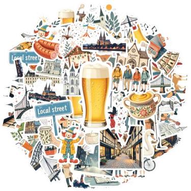 Imagem de 70 peças adesivos arquitetura culinária cultura natureza viagem turista adesivos brinquedos adesivos culturais para notebook, bagagem, celular, copo de guitarra, faça você mesmo, bicicleta, skate