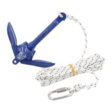 Imagem de MotiveTech Âncora dobrável para barco com corda de 5 m, feita em liga de alumínio, acessório multifuncional para barcos de pesca infláveis, profissional e
