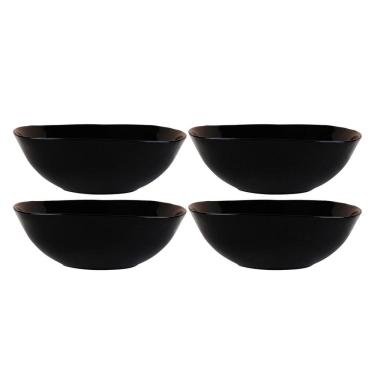 Imagem de Kit 4 Bowl Tigela Vasilha Dama Em Vidro Opalino 480Ml Preto