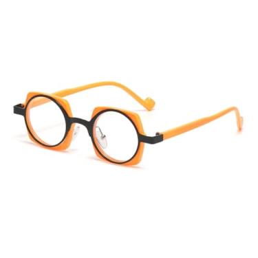 Imagem de VFDHN Óculos de sol pequenos da moda punk, femininos, retrô, lentes transparentes, masculino, armação (C9, preto, laranja, transparente)