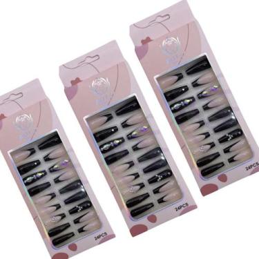 Imagem de Kit Unhas Postiças Preto Decorado - Royal, 48