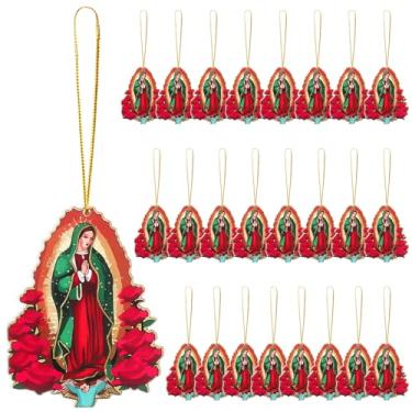 Imagem de Nosiny 24 peças de enfeites de pendurar Nossa Senhora de Guadalupe Virgem de Guadalupe Acrílico Enfeites de Árvore de Natal Lembranças de Batismo para Virgem Maria Lembranças Religiosas Presentes de