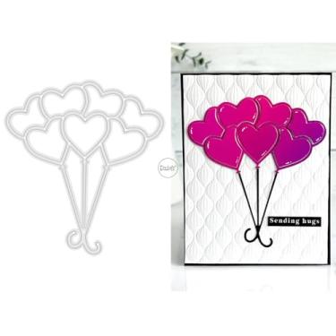 Imagem de DzIxY Um monte de moldes de corte de metal de balões de coração para kit de fabricação de cartões, conjunto de recortes de papel, estêncil, suprimentos, modelos de máquina