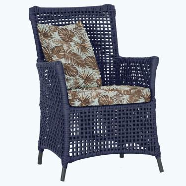 Imagem de Poltrona Igapó Alumínio Micro Pintura Preta Corda Náutica E6 Azul