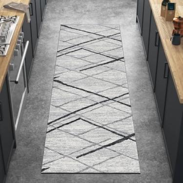 Imagem de Tapetes Para Corredor Verde, Lavável Antiderrapante 120x160cm Patchwork Runners Mat Non Slip Runner Tapetes Para Cozinha Quarto Porta Escada, Grey, 80x250CM