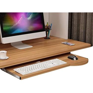 Imagem de Extensor De Mesa 4 Cores Bandeja De Teclado De Madeira Sob A Mesa Deslizante Puxe Para Fora A Prateleira Do Teclado Suporte Para Teclado E Mouses Gaveta Do Teclado Com Supor, White, 70cm x 26cm