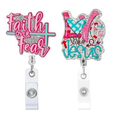 Imagem de RUIFUU 2 carretéis de crachá de Jesus Cristão, Faith Over Fear, porta-crachá de identificação retráteis de enfermeira cristã com clipe jacaré para enfermeiras, médicos, trabalhadores médicos