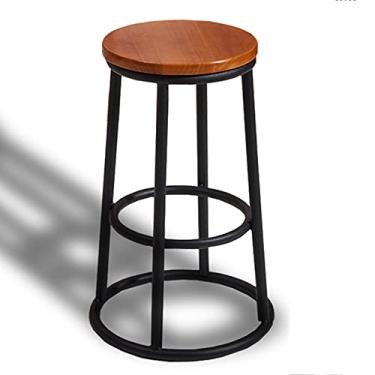 Imagem de LULUMAIC Banqueta de bar de nogueira redonda moderna de luxo com altura de 25,6/29,6 polegadas cadeira de jantar redonda cozinha pub bancos de bar para cafeteria (1 peça)