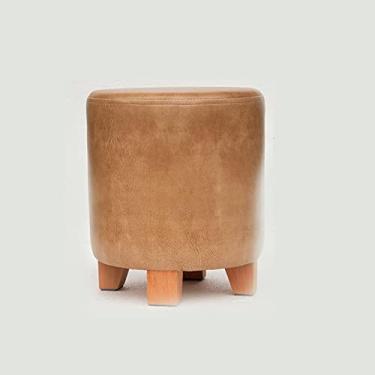 Imagem de Banqueta redonda para pés de madeira, pernas e pés para o quarto, banquinho para sala de estar, banco de penteadeira, amarelo claro - 29 x 29 x 35 cm