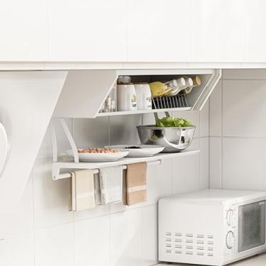 Imagem de Organizador de cozinha, organizador de armário de puxar para baixo, armazenamento de despensa de parede de 2 camadas resistente com tapete, abertura e fechamento livremente (W60 cm)