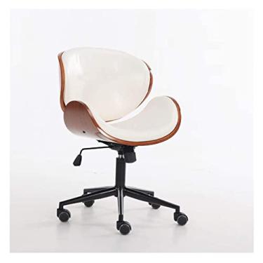 Imagem de Cadeira de escritório cadeira de computador de madeira maciça cadeira de escritório cadeira chefe cadeira giratória sem braços cadeira de trabalho cadeira de jogo (cor: marrom branco) necessário