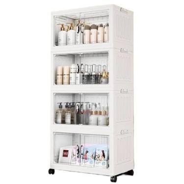 Imagem de Armário Multiuso Dobrável Armazenamento Rodinhas Empilhável Com Caixas Organizadora(4 Andares)