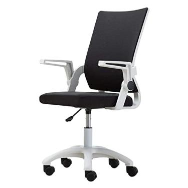 Imagem de Cadeira de escritório encosto cadeira de computador cadeira ergonômica de algodão linho cadeira giratória apoio de braço assento estofado cadeira de escritório cadeira de jogo (cor: preto) necessário