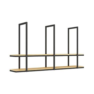 Imagem de Prateleira suspensa para decoração de teto, suporte de tubo plano de montagem no teto, rack de armazenamento industrial de 2 camadas, rack de vinho, rack de decoração de parede criativo (tamanho: 100