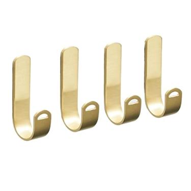 Imagem de GAORUIFENG Cabide montado na parede, cabideiro, gancho de metal, gancho de metal, prateleira simples para entrada, sala de estar, quarto, guarda-roupa, varanda, cozinha, cabideiro, árvore, (cor: latão