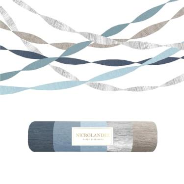 Imagem de NICROLANDEE 5 rolos de papel crepe prata cinza empoeirado para decorações de casamento, decoração de guirlanda de papel para chá de panela azul, aniversário, despedida de solteira, pano de fundo de