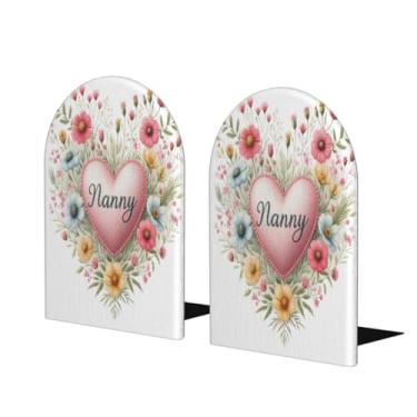 Imagem de Flower Love Beautiful Large Wooden Bookends Decorative Bookend Antiderrapante Heavy Duty Book Ends for Office Desk Home Office Library School Study Decoration Book Divisores para prateleiras, 1 par