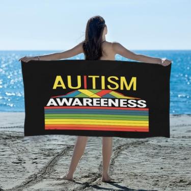 Imagem de hongjinglin Toalha de praia absorvente de secagem rápida, cor palavra, autismo, microfibra, leve, toalha de piscina, toalhas de banho macias sem areia para praia, natação, banheiro, chuveiro