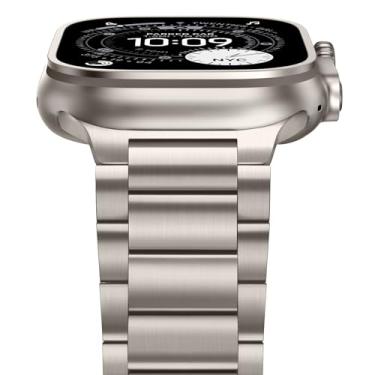 Imagem de Anlinser Pulseiras de metal compatíveis com Apple Watch Ultra 2/1 SE séries 10, 9, 8, 7, 6-1 de 49 mm, 46 mm, 45 mm, 44 mm e 42 mm (titânio)