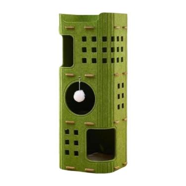 Imagem de Stgfyxgs Casa para Gatos, Canil, Nicho, Aconchegante, Multicamadas, com Bola Pendurada, Brinquedo para Gatinhos, Vários Gatos, Animais de Estimação, Verde Três Camadas