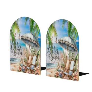 Imagem de Suporte de livros de madeira grande à beira-mar casual de verão decorativo antiderrapante resistente terminais de livros para mesa de escritório em casa biblioteca de estudo escolar divisórias de