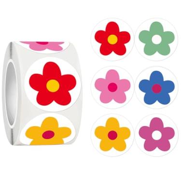 Imagem de 500Pcs Stickers Roll 1inch Flower Award Stickers for Kids 6 Colours for Student Planner and School Classroom Teacher Reward Supplies Gift Envelopes Invitations Cards Decorations