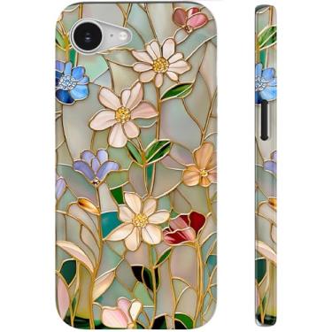 Imagem de DEENAKIN Capa fofa para iPhone 16e - compatível com carregamento sem fio - silicone macio de camada dupla + capa rígida - design elegante de flores silvestres - Capa de telefone chique para mulheres