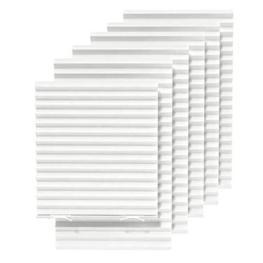 Imagem de Pacote com 6 persianas blackout plissadas, persianas temporárias para janelas internas, cortina de papel com filtro de luz, fácil de cortar e instalar, 91 cm L x 182 cm C, branca, capa preta para