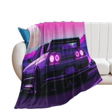 Imagem de HouLaiZhe Cobertor Super Macio Flanela Drift R34 JDM Carro Esportes Roxo Sol Leve Cobertores de Refrigeração para Sofá-Cama Cadeira Sofá Carro Viagem ao Ar Livre Leve Quente 76 cm x 101 cm