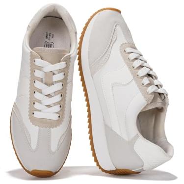 Imagem de Project Cloud Tênis moderno feminino – palmilha de espuma viscoelástica com cadarço e antiderrapante sapatos femininos elegantes casuais de primavera (Madison), Branco, 37