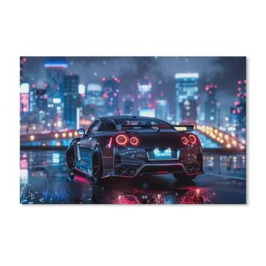 Imagem de HouLaiZhe R35 Esportes Noite Chuvosa Neon Posters Tela Estética Sala Decoração de Parede Impressões Galeria Sala Decoração de Parede para Quarto Sala de Estar Escritório 11 x 17 polegadas (28 x 43 cm)