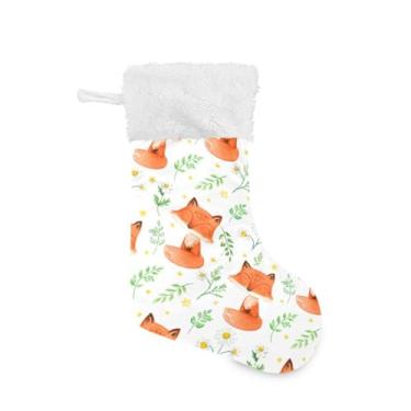 Imagem de STAYTOP Lindas meias de Natal de raposa laranja 1 peça, meias grandes de Natal, decorações de presente e suprimentos de festa, usadas para decoração de lareira, meias de decoração de árvore de Natal