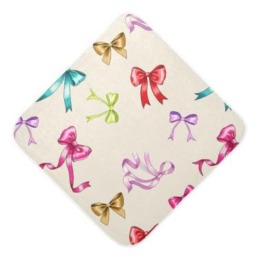 Imagem de Burbuja Toalha de banho de bebê Bows Ribbons - Toalha com capuz de musselina macia e absorvente para recém-nascidos, 89 x 89 cm