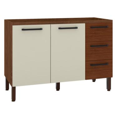 Imagem de Balcão de Cozinha 2 Portas Toronto Nogueira Off White Ripado